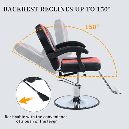 Sillón reclinable clásico para peluquero, con bomba hidráulica de alta resistencia y rotación de 360°, ideal para tatuajes, champú y salón de belleza, con carga máxima de 150 kg.