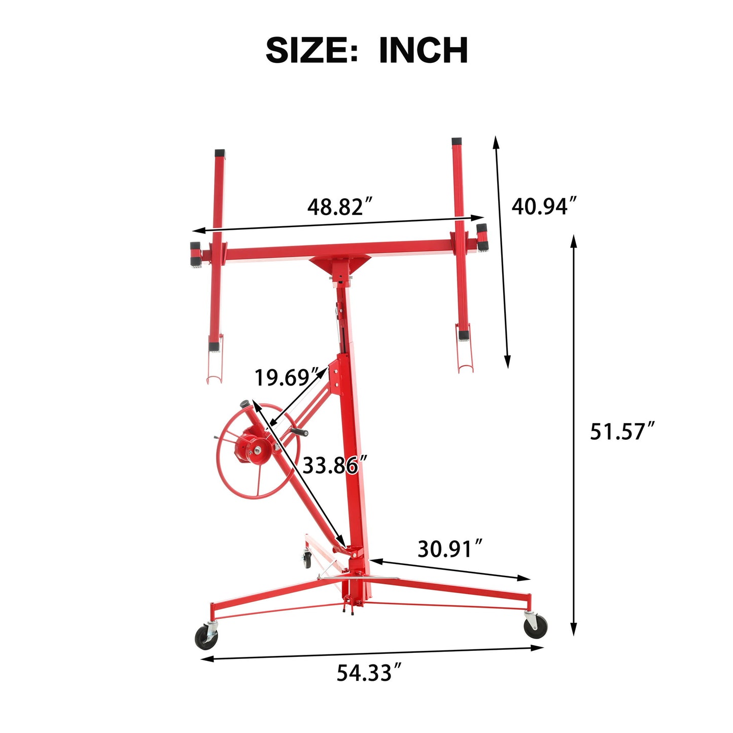 Drywall Lift Panel Hoist Jack Lifter With Caster Wheels And Telescopic Arm