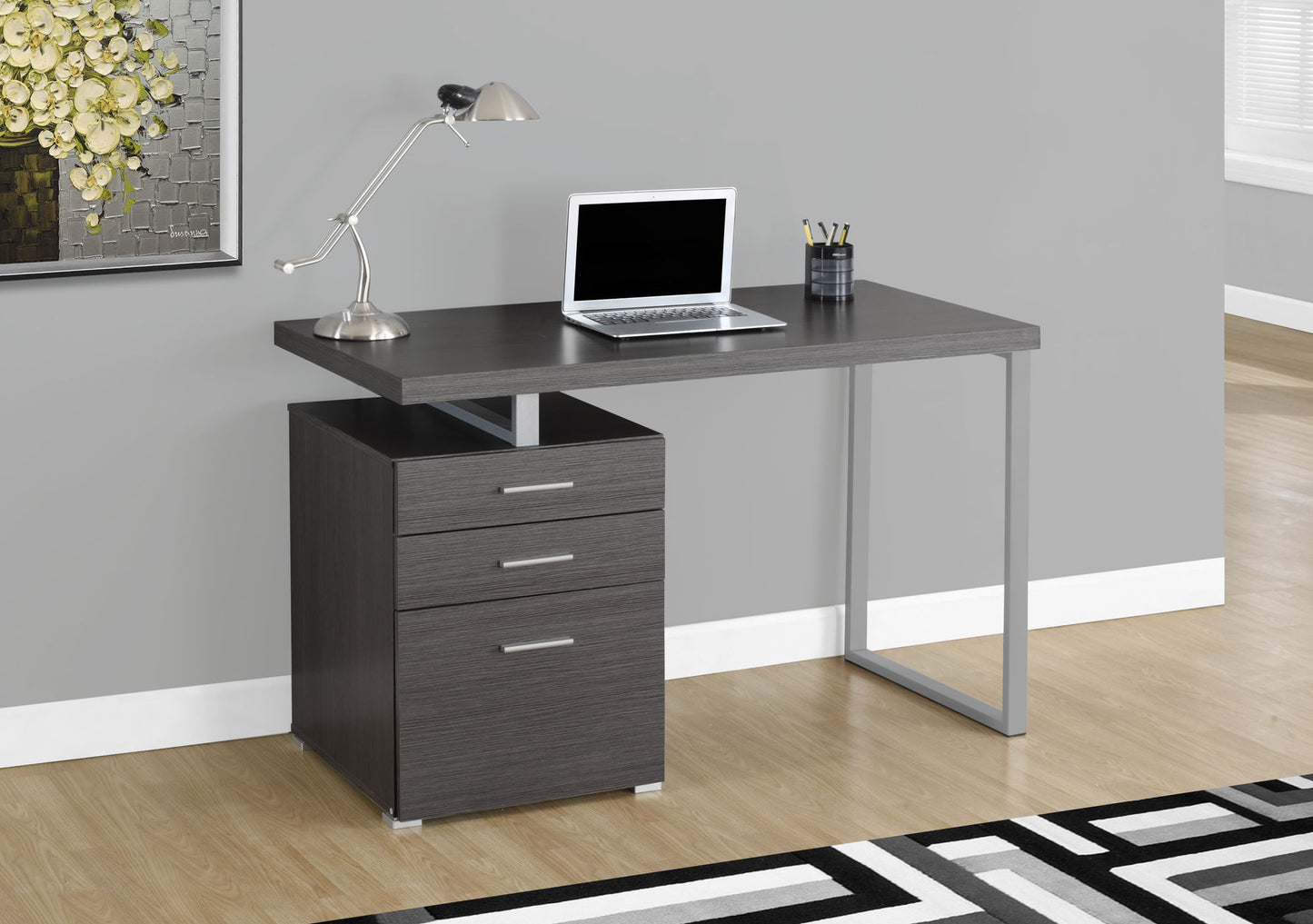 Escritorio de computadora con cajones de almacenamiento, configuración izquierda y derecha, para oficina en casa