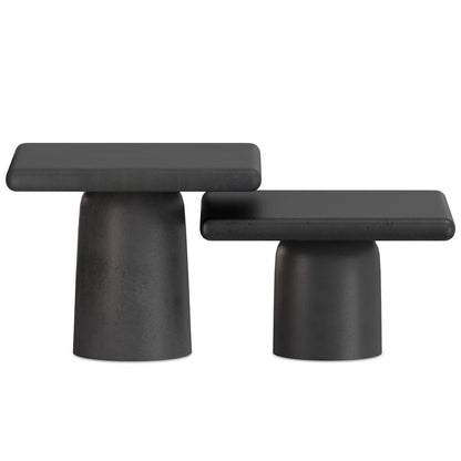 Zachary - Juego de 2 mesas de centro de aluminio fundido - Negro