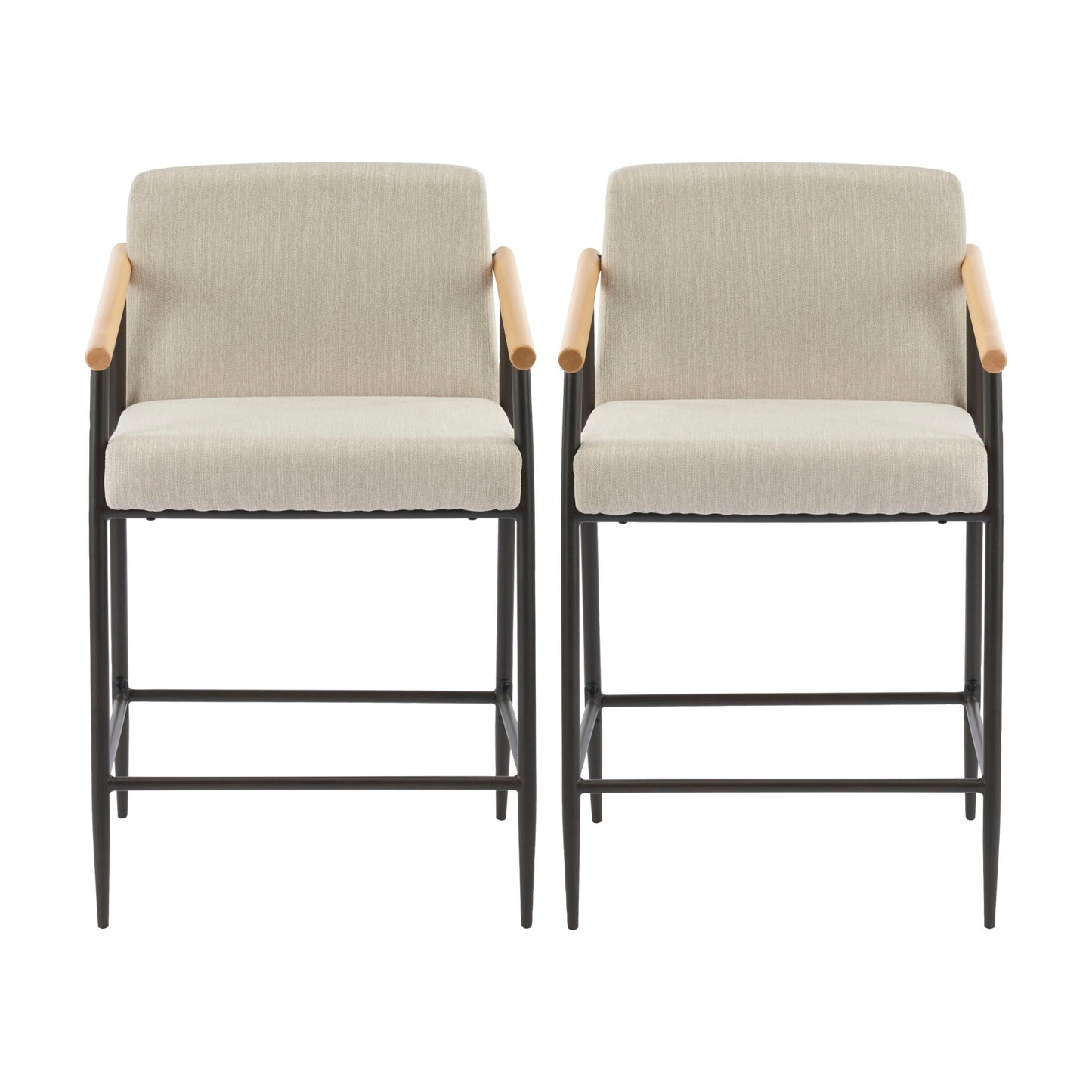 Mid Century Modern Counter Stool Set With Iron Frame