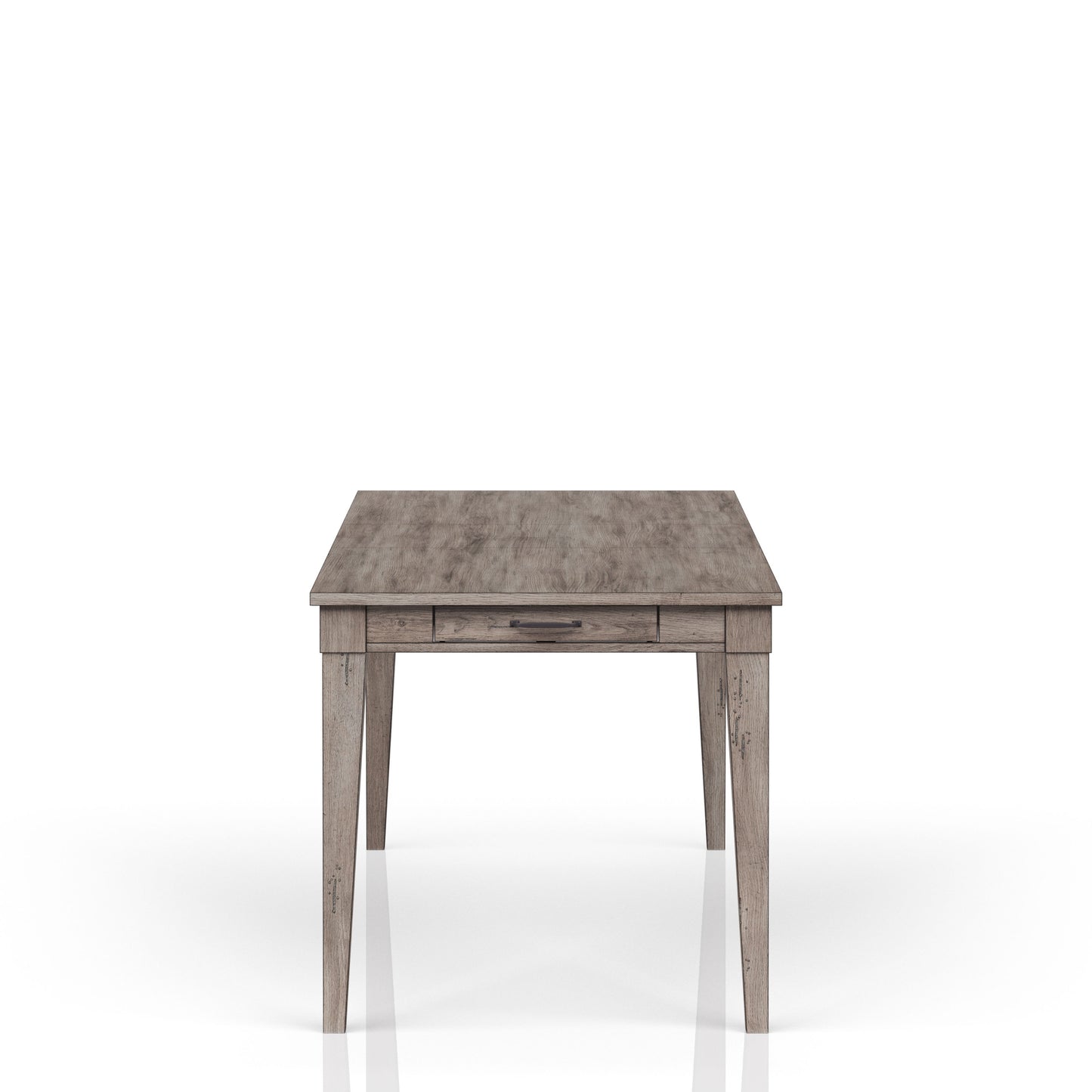 Mesa de comedor rústica con dos cajones y hojas - Gris