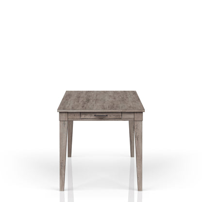 Mesa de comedor rústica con dos cajones y hojas - Gris