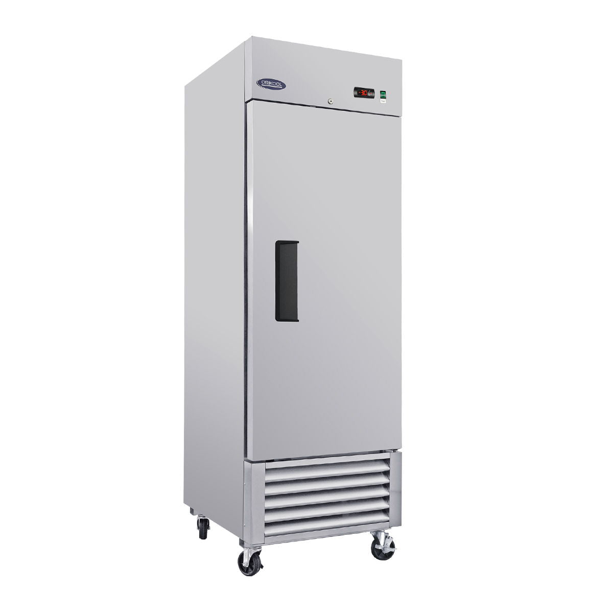 Congelador comercial de 23 pies cúbicos con una puerta sólida, de acero inoxidable, con certificación ETL, para almacenamiento vertical, plateado