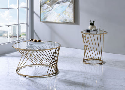 Bluelipe - Mesa de centro con tapa de cristal transparente - Champán