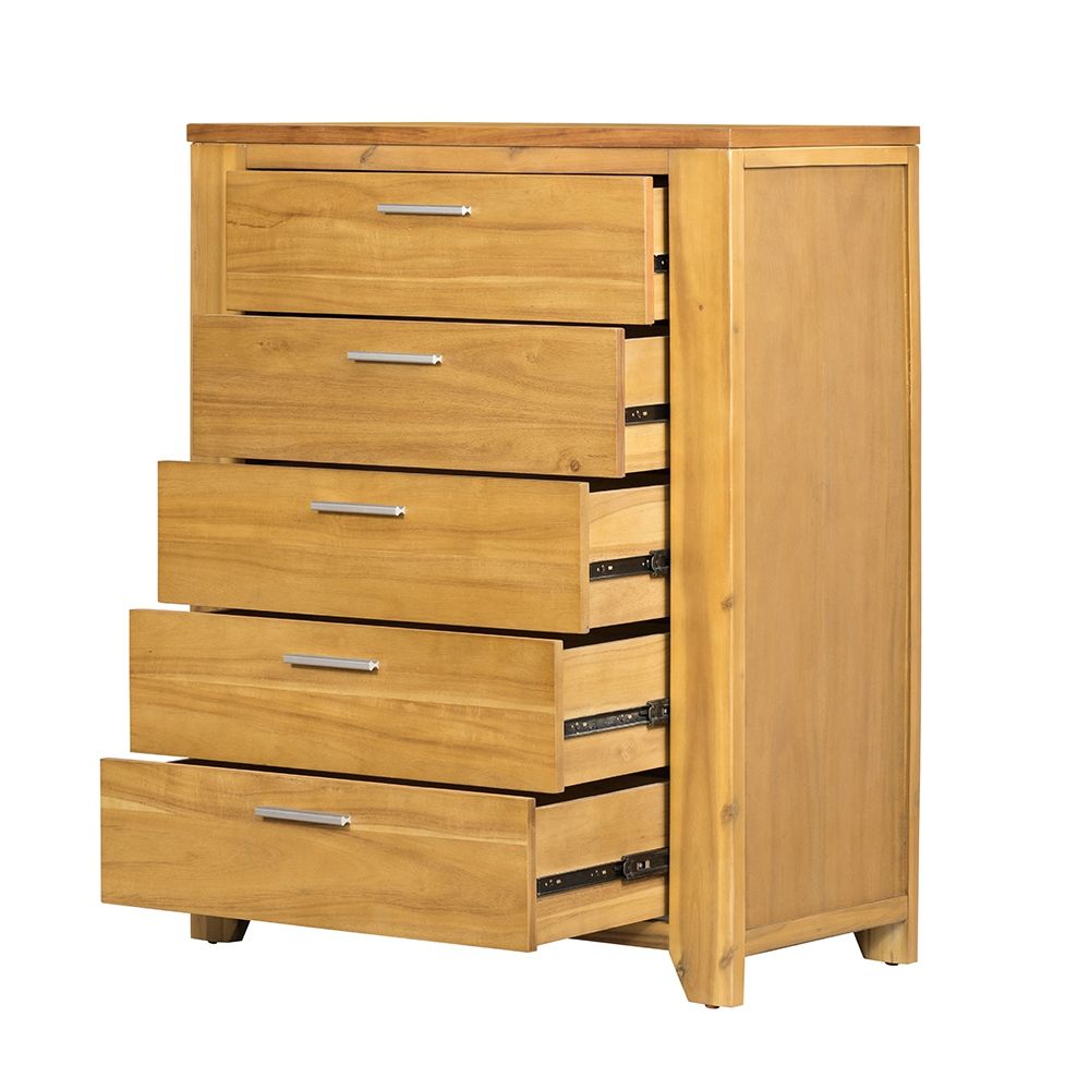Cómoda de 5 cajones - Madera natural/Marrón