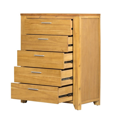 Cómoda de 5 cajones - Madera natural/Marrón