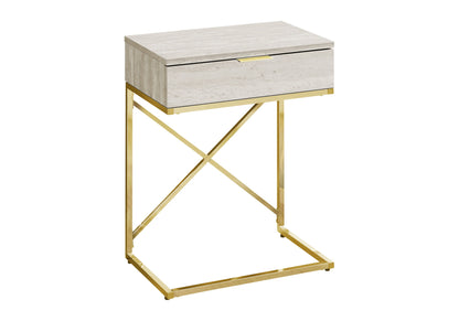 Mesa auxiliar con cajón, amplia superficie, contemporánea y moderna.