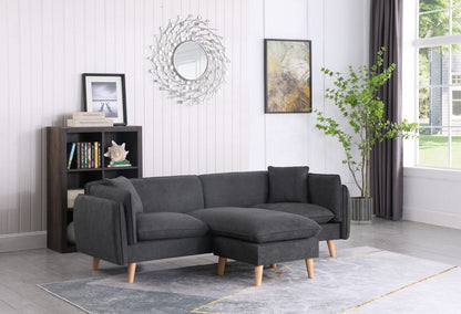 Brayden - Sofá seccional de tela tipo chaise longue
