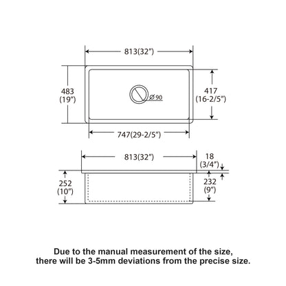 Rectangular Deep Single Bowl Kitchen Sink
