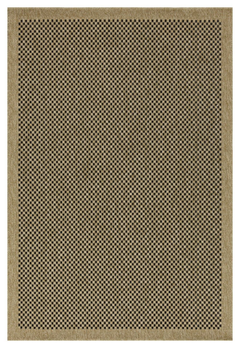 Alfombra Tierra para interior y exterior de polipropileno, yute y color negro.