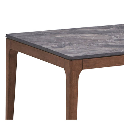 Bevis - Mesa de comedor con tablero de piedra artificial - Nogal