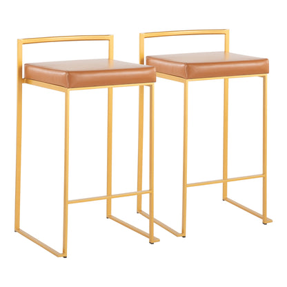 Taburete de bar Fuji de diseño contemporáneo y glamuroso (juego de 2)