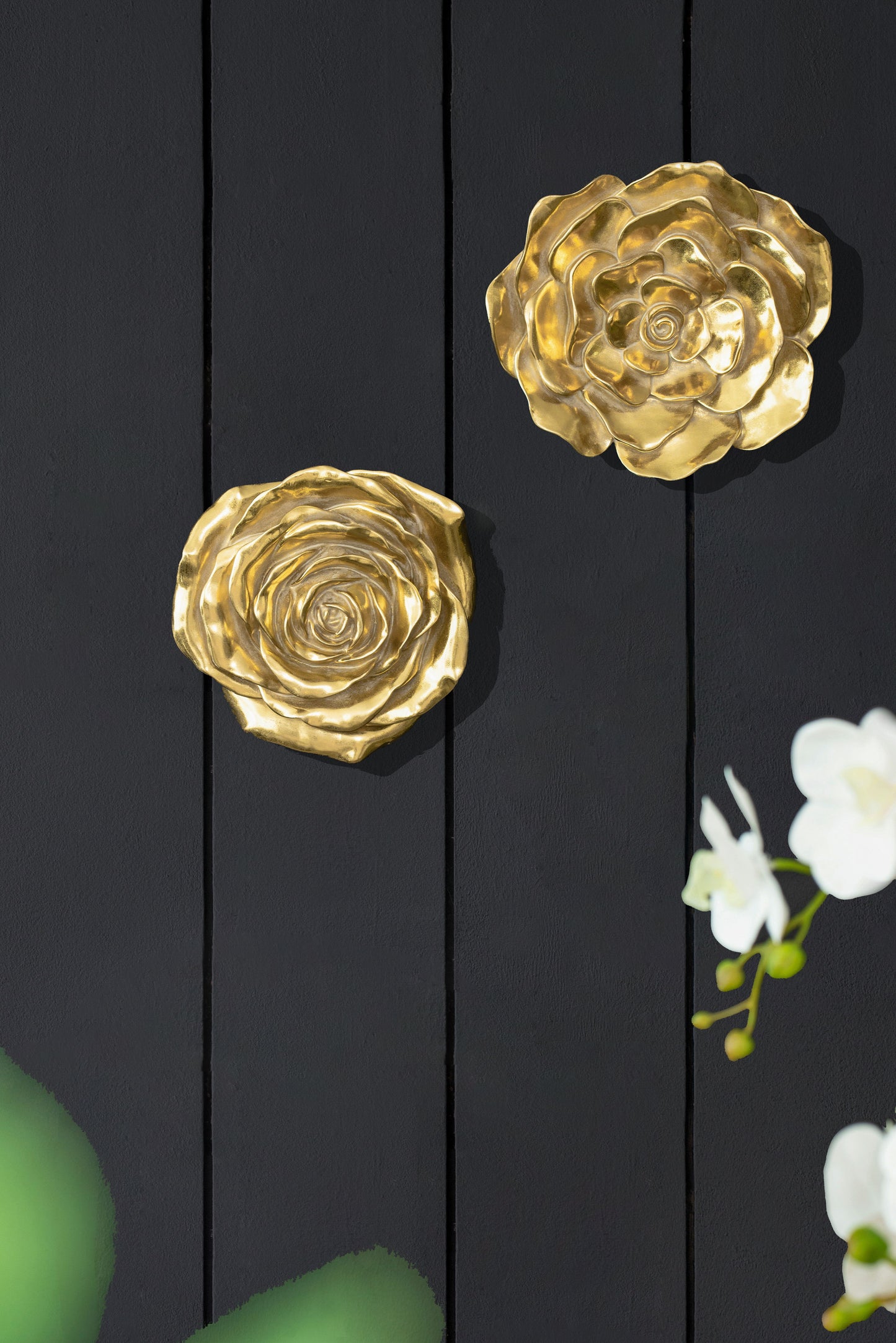 Rosas colgantes de pared (juego de 2) - Dorado