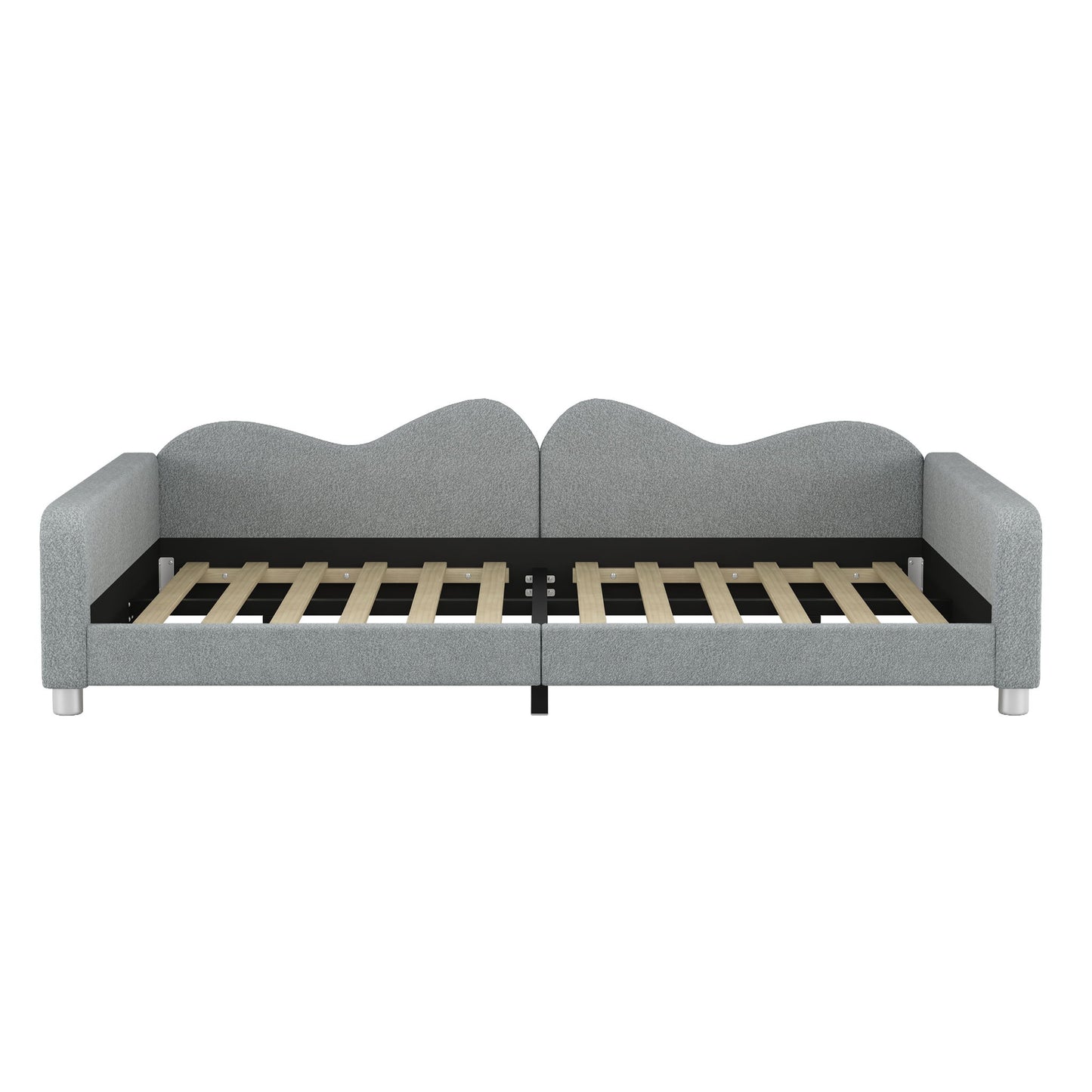 Upholstered Daybed, Sherpa Fabric Sofabed With Cloud-Shaped Backrest