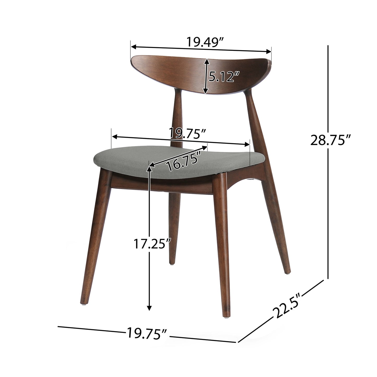 Retro Dining Chairs With Ergonomic Back (Set of 2)
