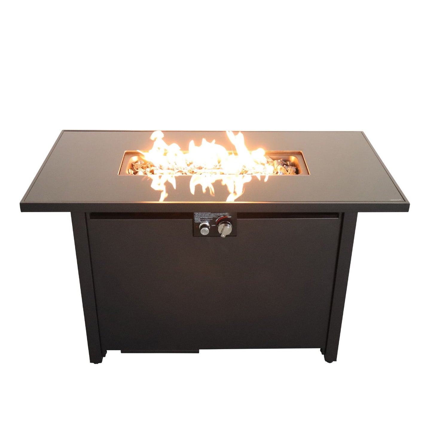 Mesa para fogata de exterior de construcción duradera con tapa - Negra