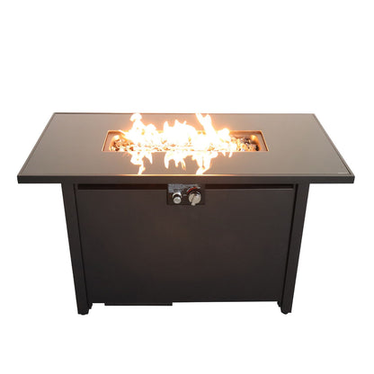 Mesa para fogata de exterior de construcción duradera con tapa - Negra