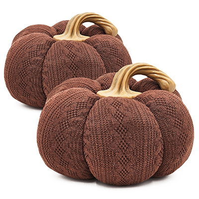 Adorno de calabaza para el Festival de la Cosecha, el Festival de Otoño y el Día de Acción de Gracias (juego de 2) - Marrón oscuro