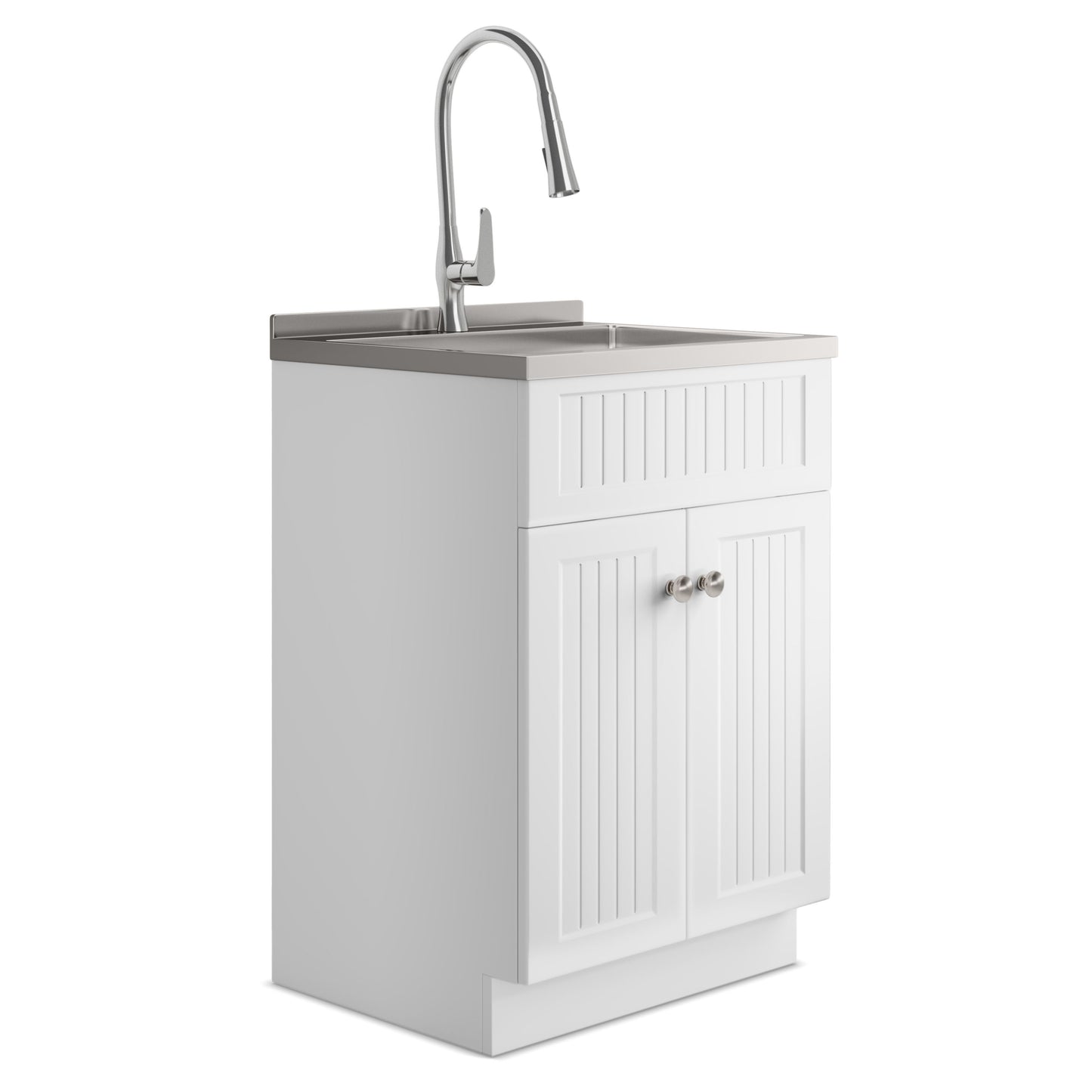 Beckham - Mueble de lavandería, grifo y fregadero de acero inoxidable
