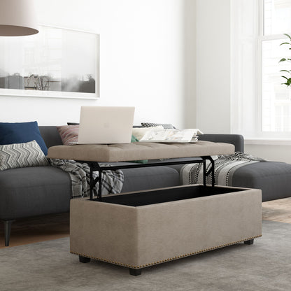 Hamilton - Otomana rectangular con tapa elevable y tapizada