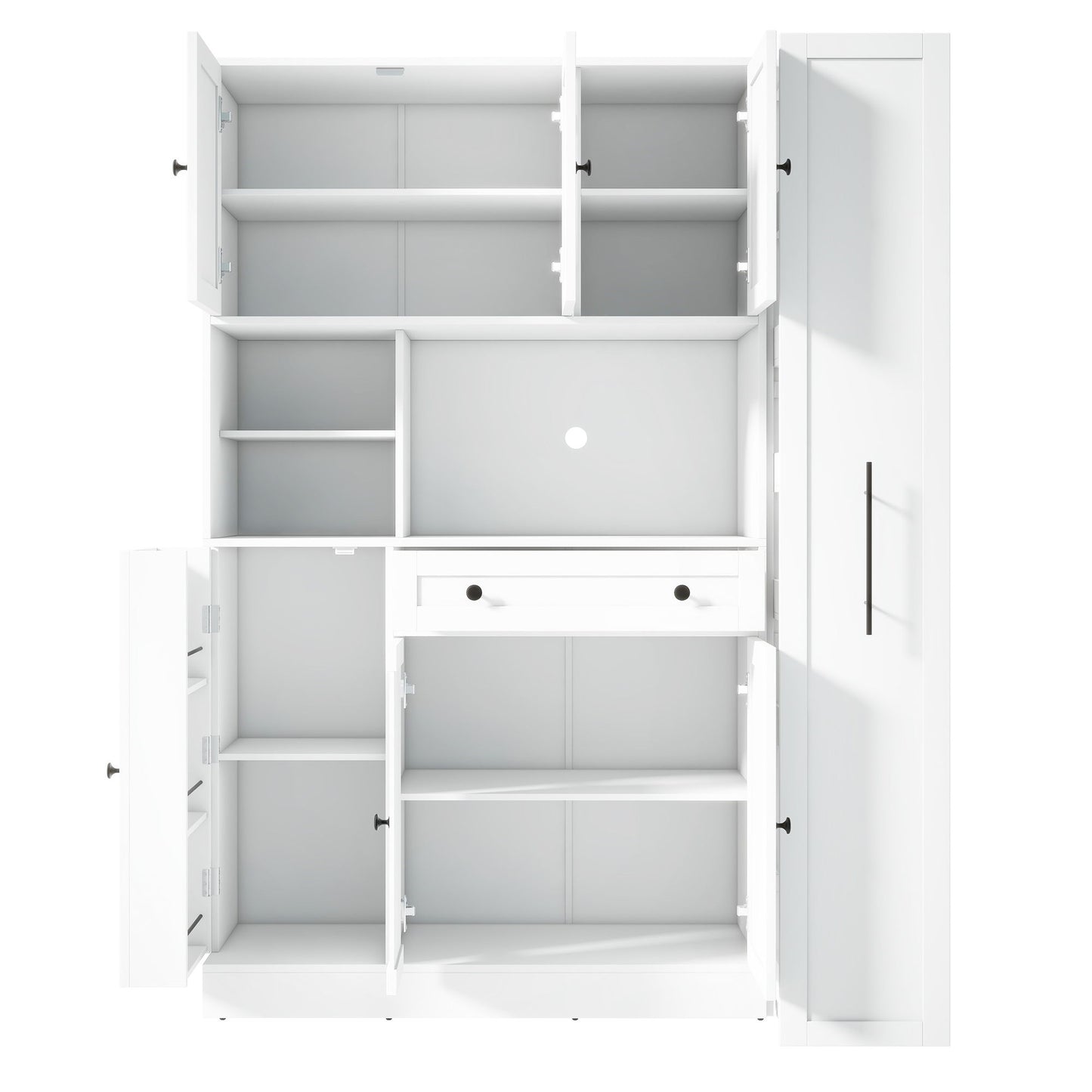 Large Kitchen Pantry Storage Cabinet Cupboard With Pull Out Side Cabinet