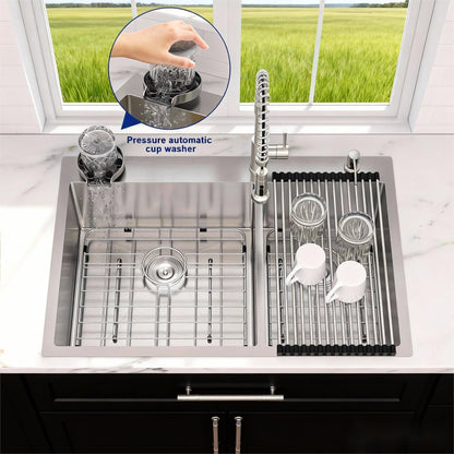 Double Bowl, Drop-In Sink With 2 Basins