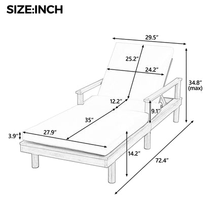 5 Position Adjustable Outdoor Chaise Lounge