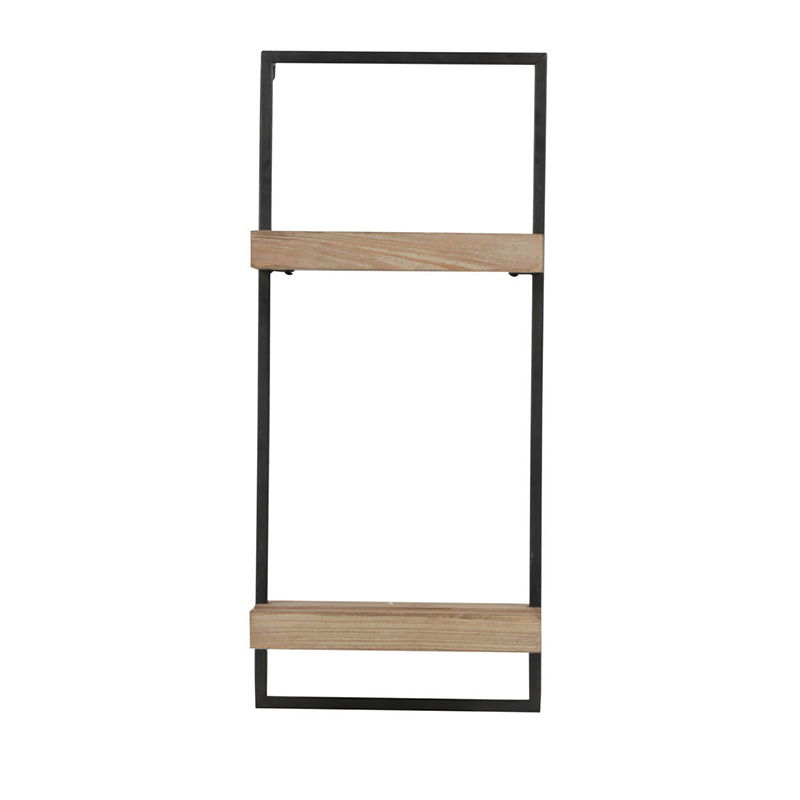 Estante de pared con dos estantes - Negro y marrón