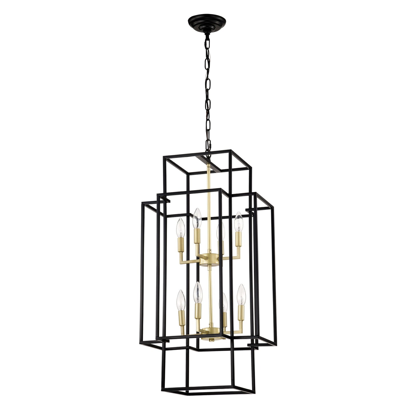 Lámpara de araña de 8 luces, ideal para entrada, techos altos, comedor, recibidor, entrada, escalera y pasillo. Altura ajustable (bombillas E12 no incluidas).