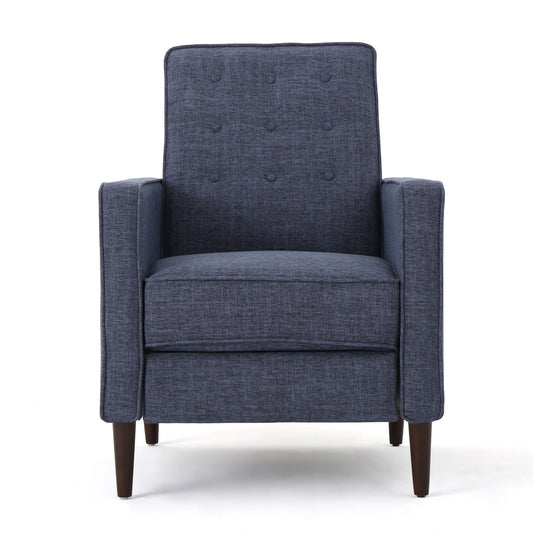Mid-Century Modern Recliner With Button Tufted Waffle Stitch