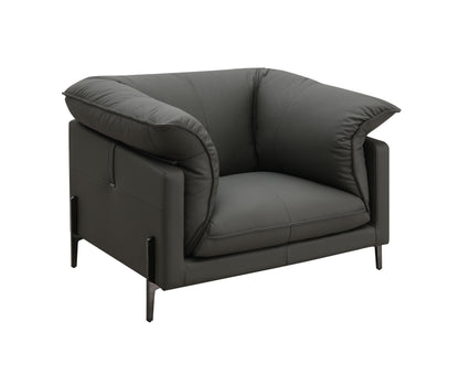 Silla Tadi de piel flor de primera calidad, color negro
