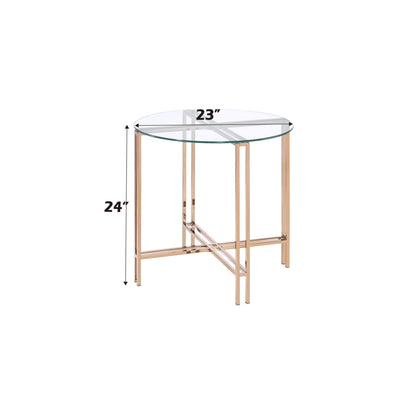 Veises - Mesa auxiliar con tapa de cristal transparente - Champán