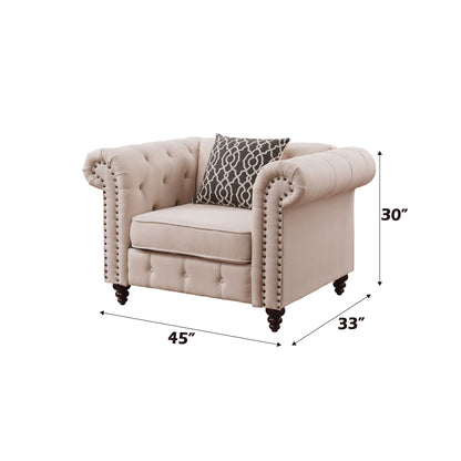 Aurelia - Silla de lino con cojín - Beige