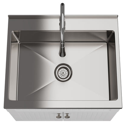 Beckham - Mueble de lavandería, grifo y fregadero de acero inoxidable