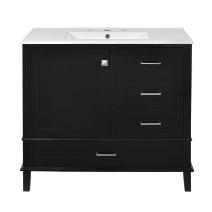 Bathroom Vanity, Modern Bathroom Cabinet With Sink Combo Set, Bathroom Storage Cabinet With A Soft Closing Door And 3 Drawers, Solid Wood Frame