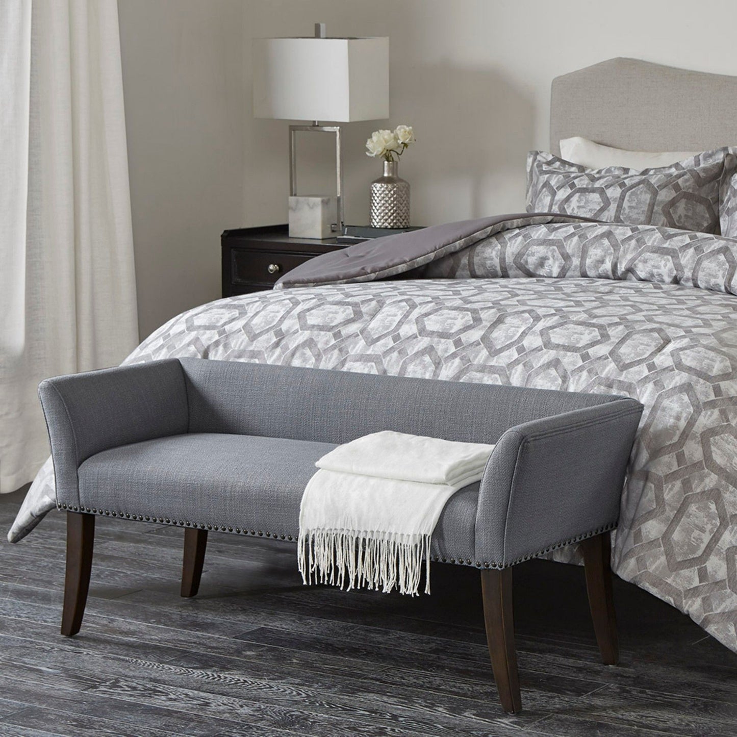 Elegant Design Bench Upholstery, Solid Wood Frame