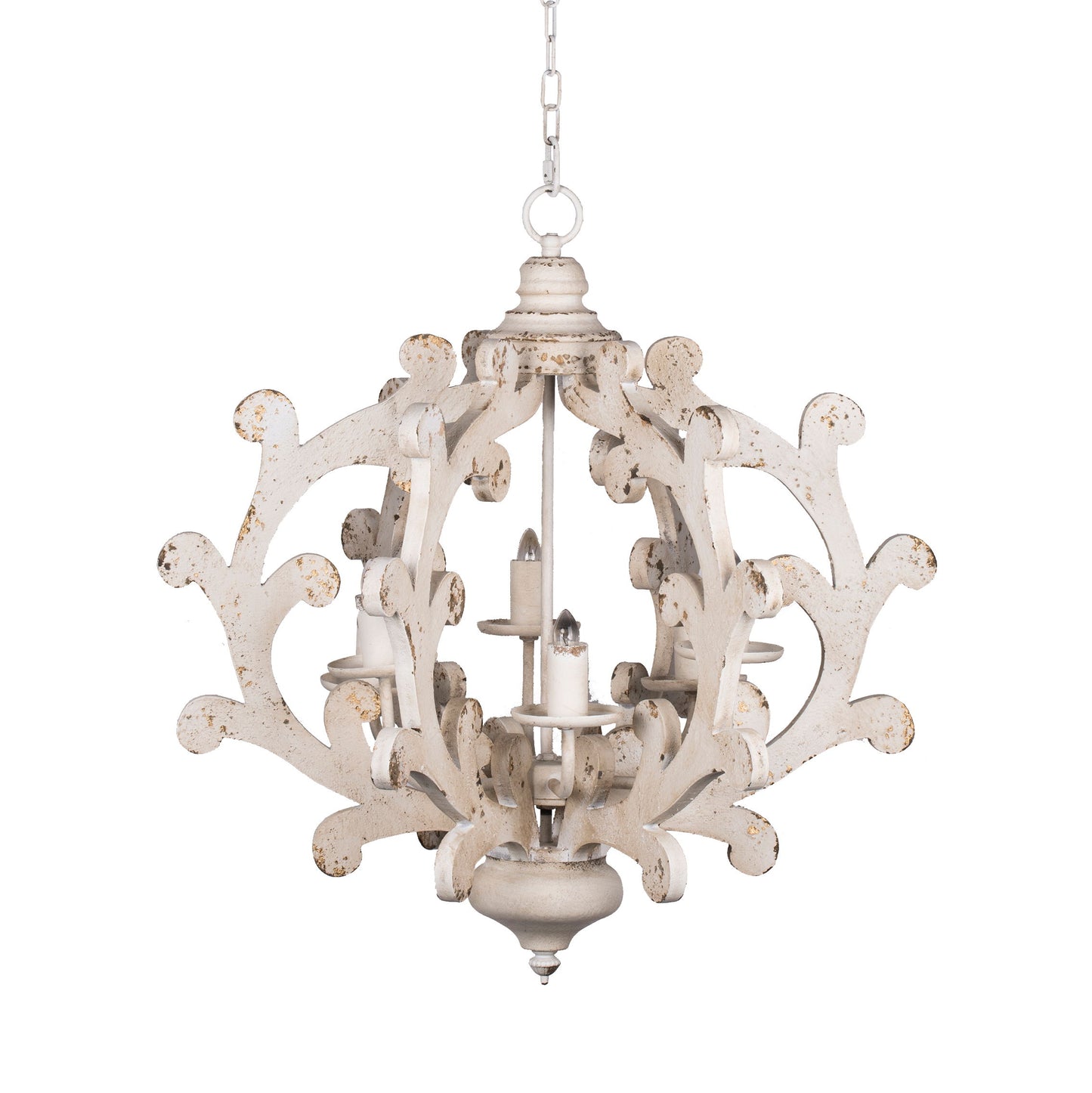Lámpara de araña de 6 luces, lámpara colgante con cadena ajustable para cocina, bombilla no incluida, color blanco