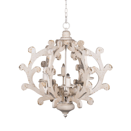 Lámpara de araña de 6 luces, lámpara colgante con cadena ajustable para cocina, bombilla no incluida, color blanco
