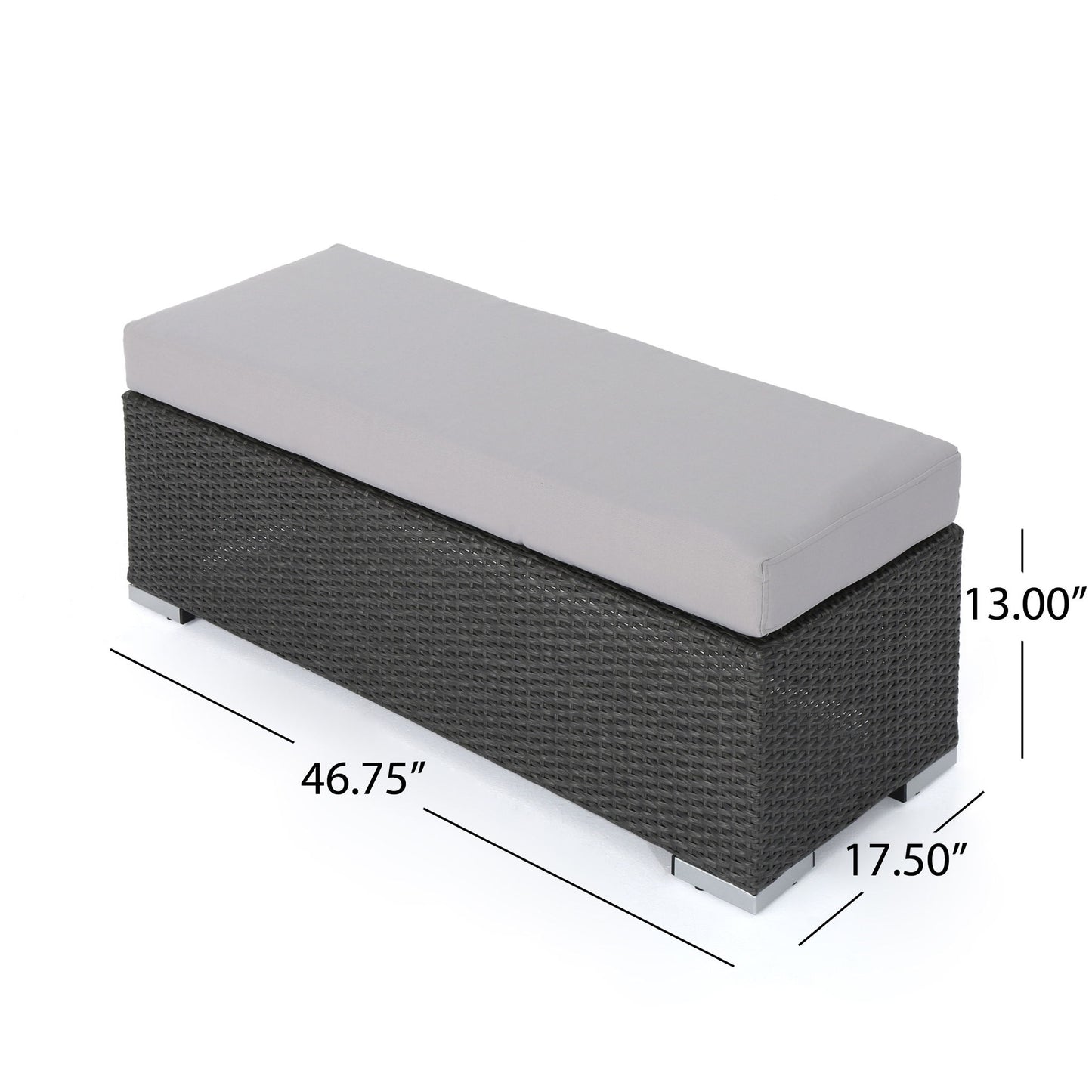 Enthrallia - Outdoor Wicker Bench With Foam Filled Cushion