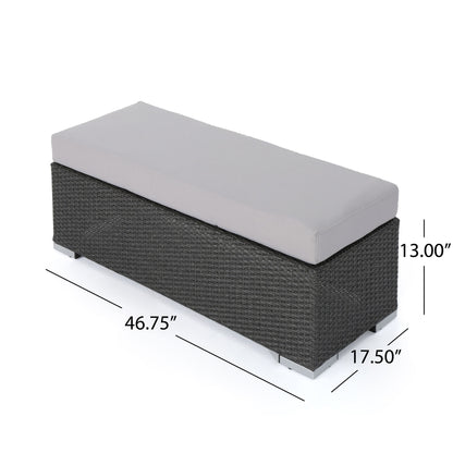 Enthrallia - Outdoor Wicker Bench With Foam Filled Cushion