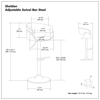 Sheldon - Taburete de bar giratorio ajustable y tapizado