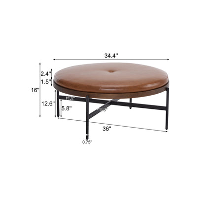 Lyricie - Modern Cocktail Ottoman With Foam Padding And Metal X Base - Brown / Black