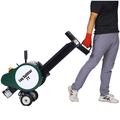 Double Flywheel Electric Log Splitter 7 Ton Portable Firewood Machine Steel - Black