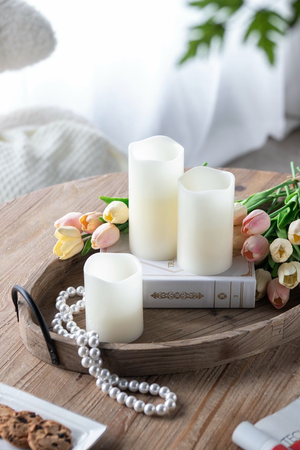 Velas LED con temporizador remoto (juego de 3) - Marfil