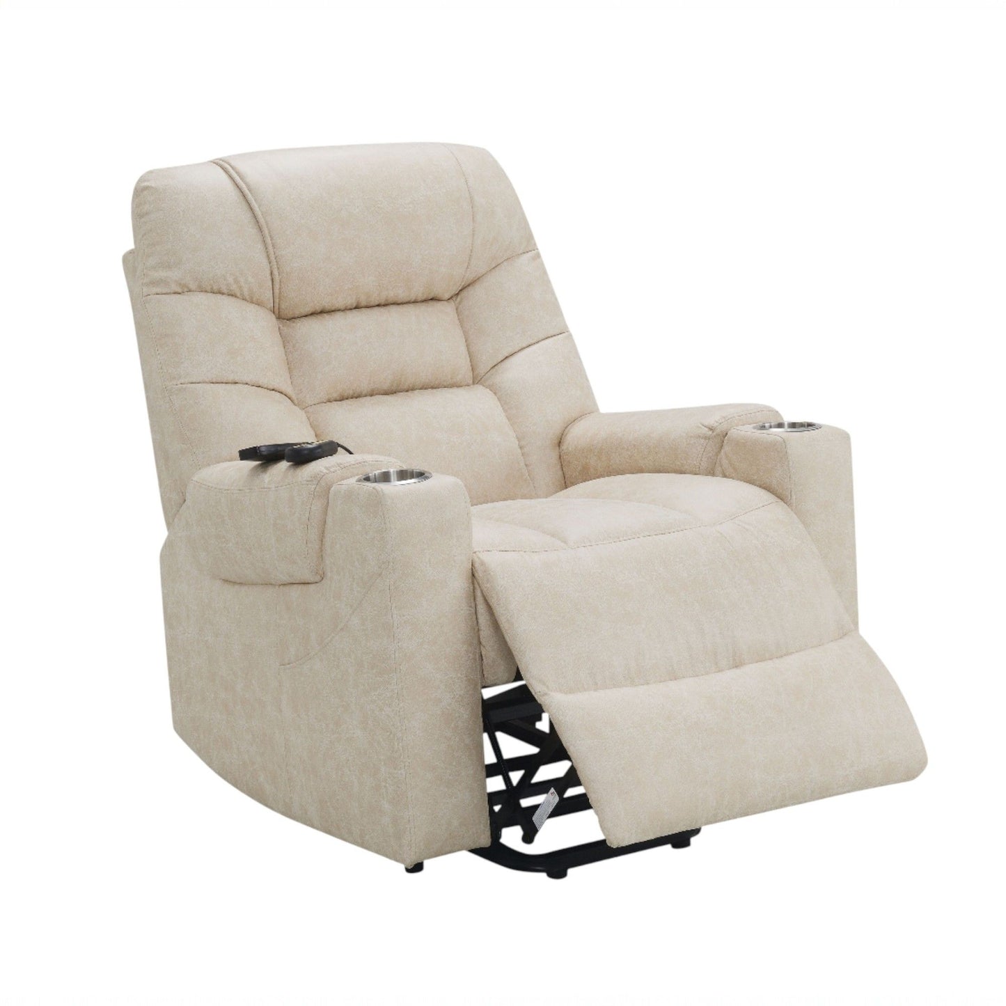Nairi - Sillón reclinable de cuero Aire Power Motion con función de masaje, calefacción y elevación - Marfil