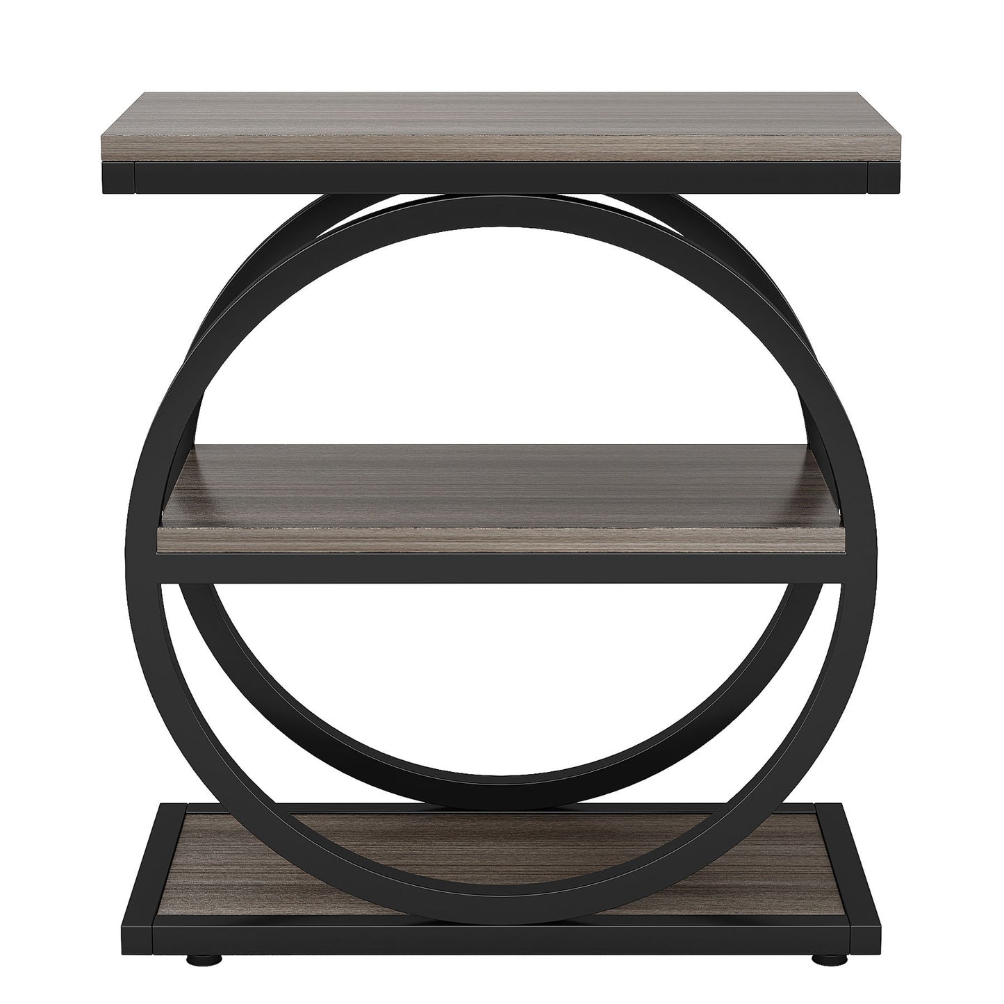 Industrial Narrow End Table With 3 Shelves