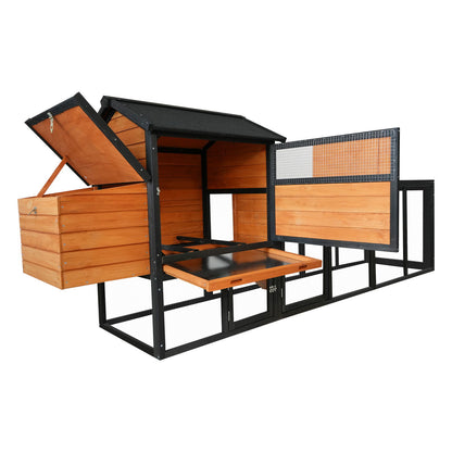 Chicken Coop With Run And Nesting Box, Large Outdoor Hen House For Backyard
