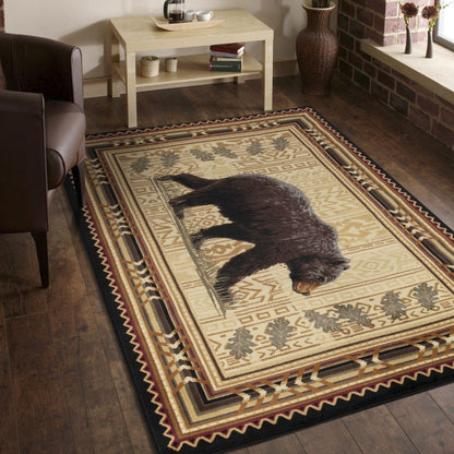 Alfombra estilo Lodge Nature's Nest de 1,60 m x 2,20 m, color negro