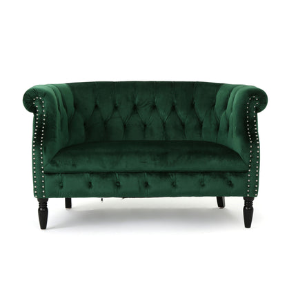 Antique Chesterfield Style Loveseat With Button Tufting